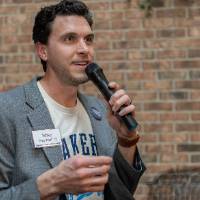 Mike Przydzial, Director of Alumni Relations, calling bingo numbers